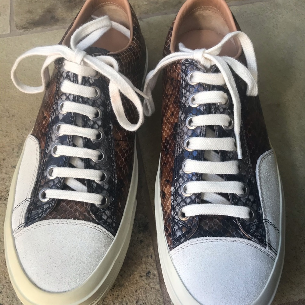 Dries Van Noten brown snake skin sneakers